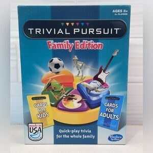 Trivial Pursuit Family Edition Board Game - Hasbro Complete Set For Kids & Adult